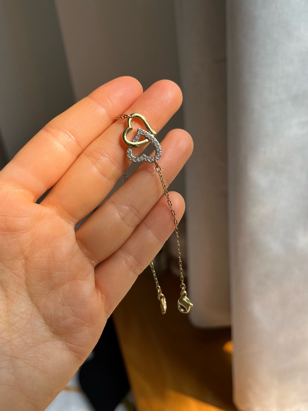 Swarovski Two-Heart bracelet — Gold & Silver